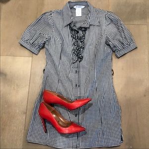 Cute Buffalo check button down dress !
